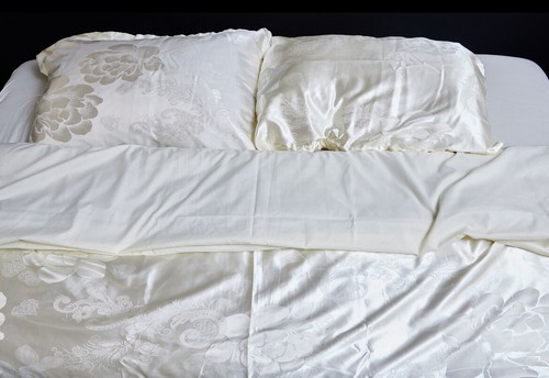 Cream floral silk - cream,
