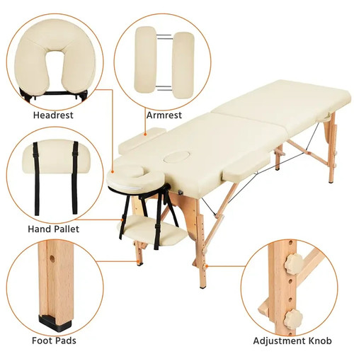 Premium cream massage table - cream, 3